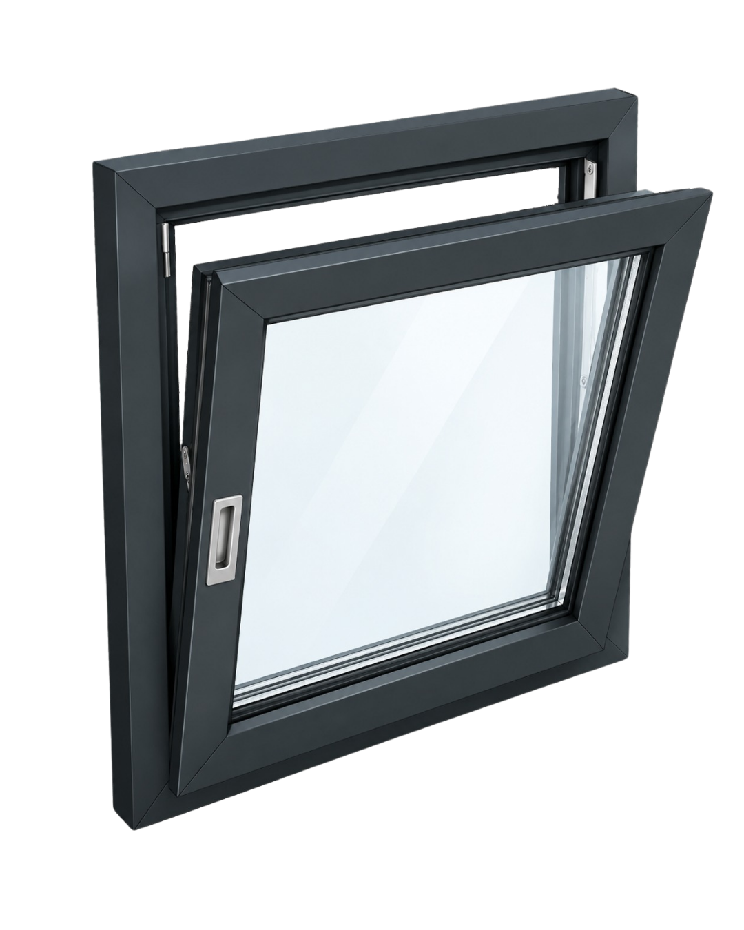 Ventana oscilobatiente en PVC color negro mate